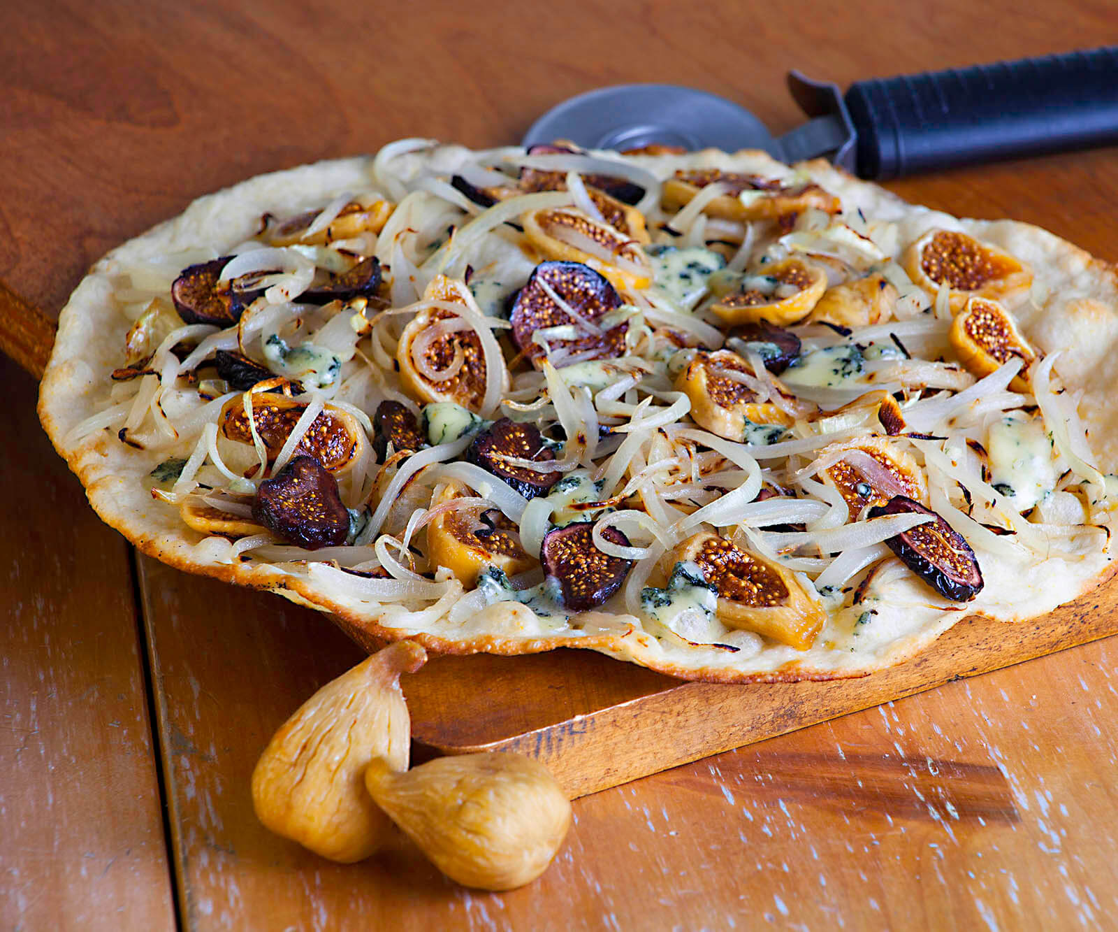 Gorgonzola Pizza with Dried Fig and Caramelized Onion